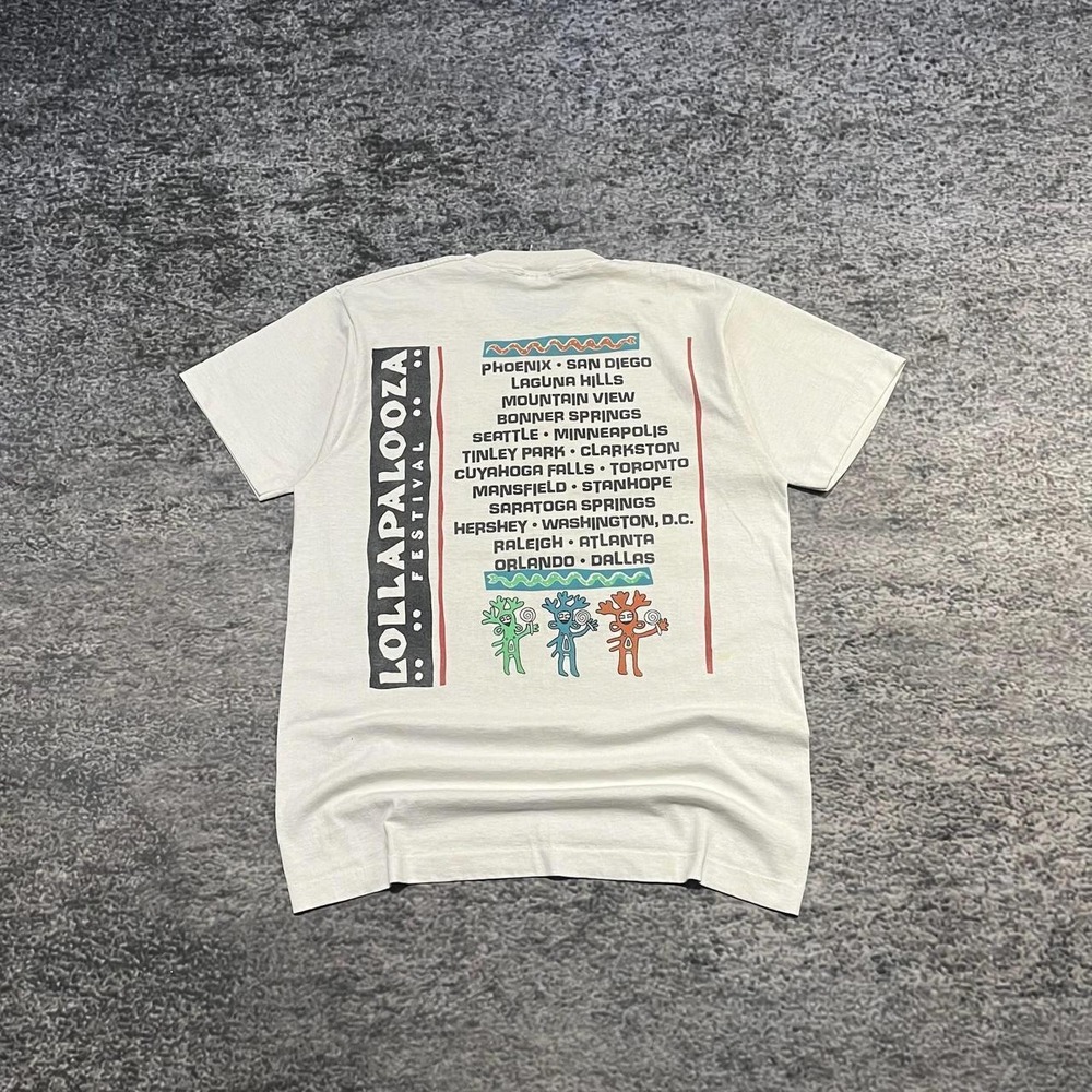 Vintage 1991 Lollapalooza T Shirt Mens Large White Music Festival Band Tee 90s - Picture 2 of 8